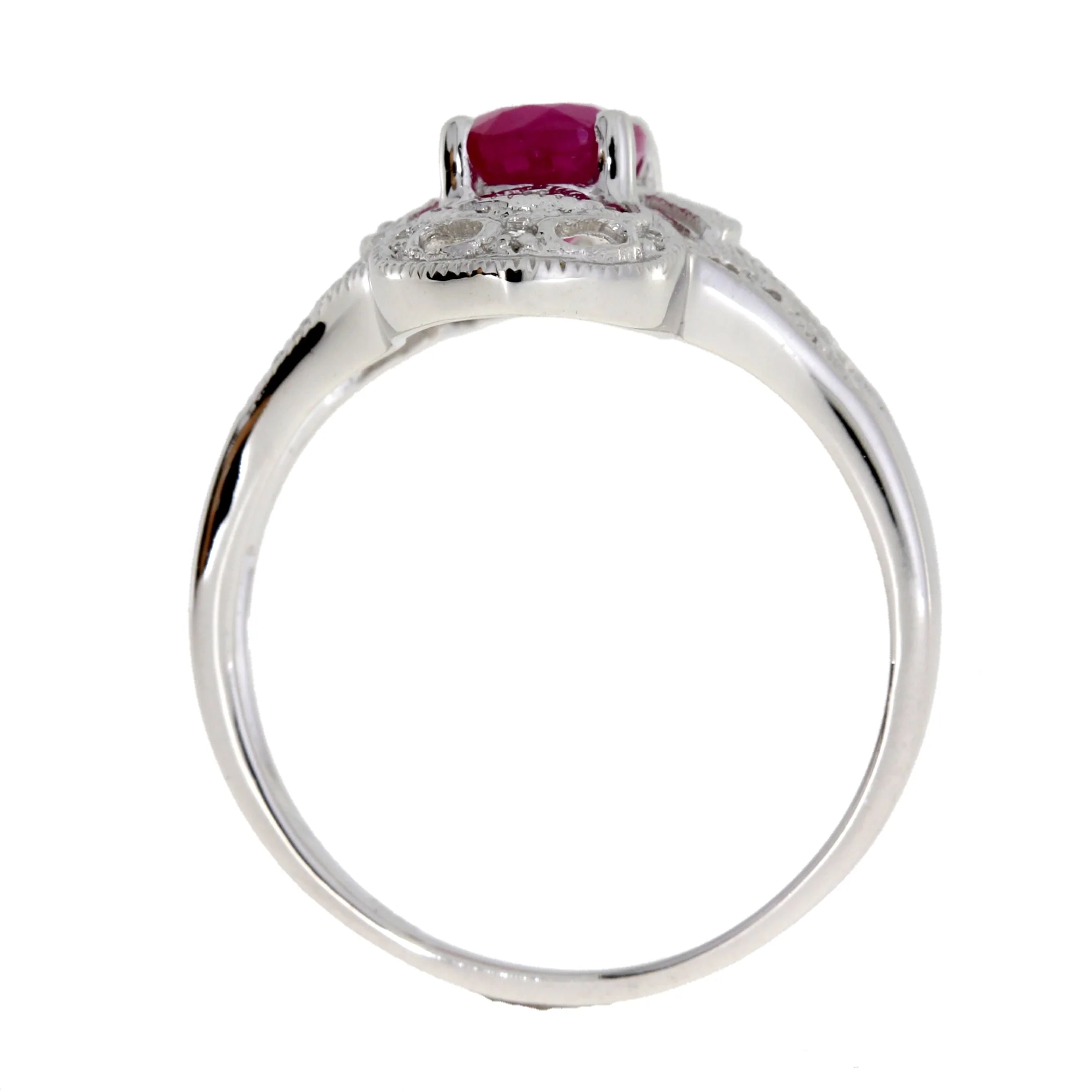 1.05ct Ruby Diamond Ring 10KT White Gold - Image 5