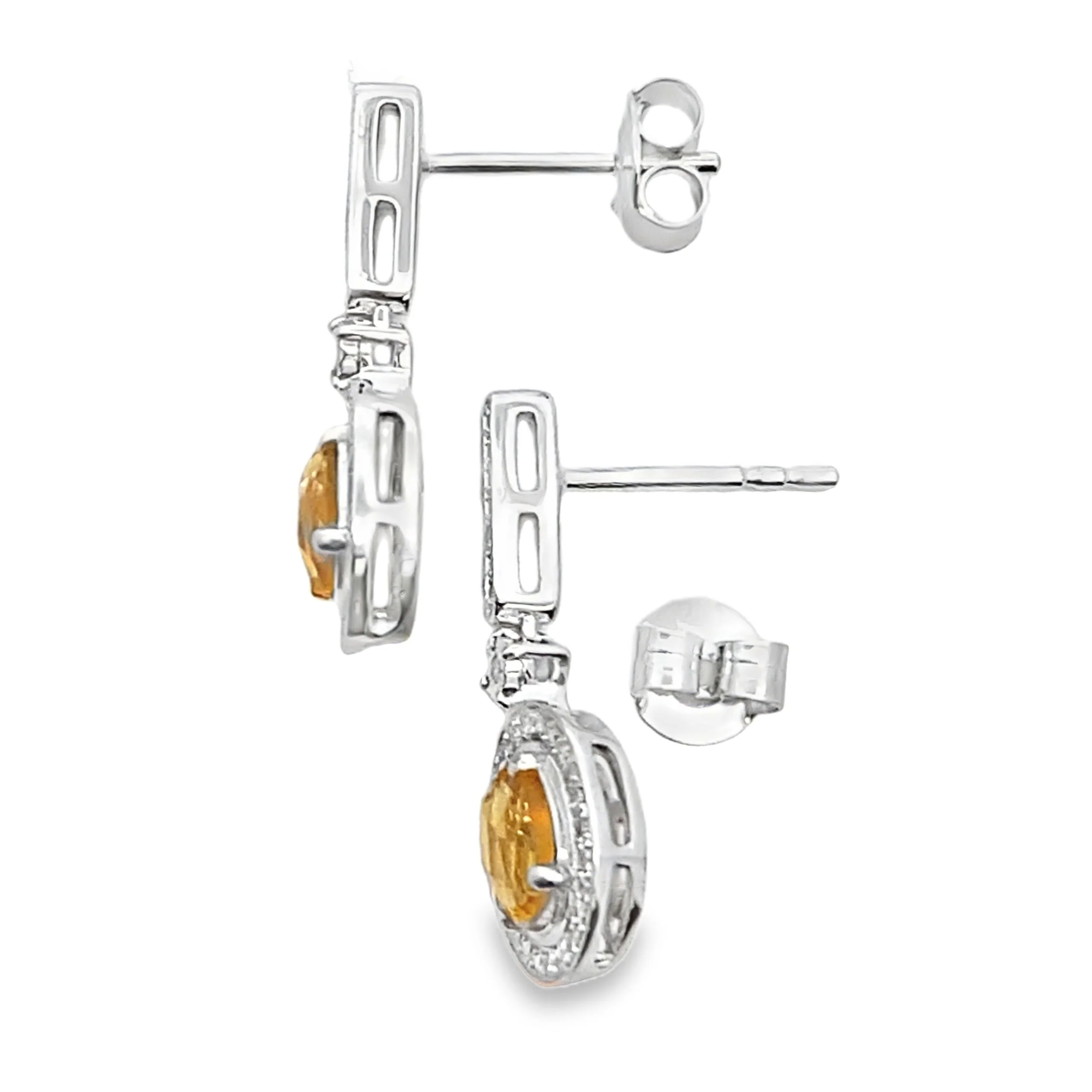 1.06ct Citrine Diamond Dangle Earrings 10KT White Gold - Image 2