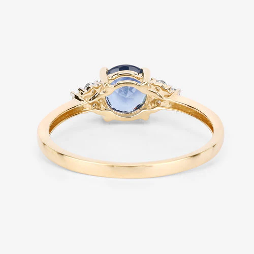 1.08 Carat Genuine Blue Sapphire and White Diamond 14K Yellow Gold Ring - Image 14