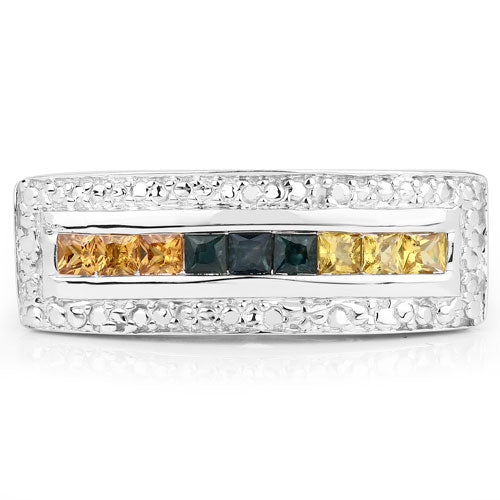 1.08 Carat Genuine Multi Sapphire .925 Sterling Silver Ring - Image 3