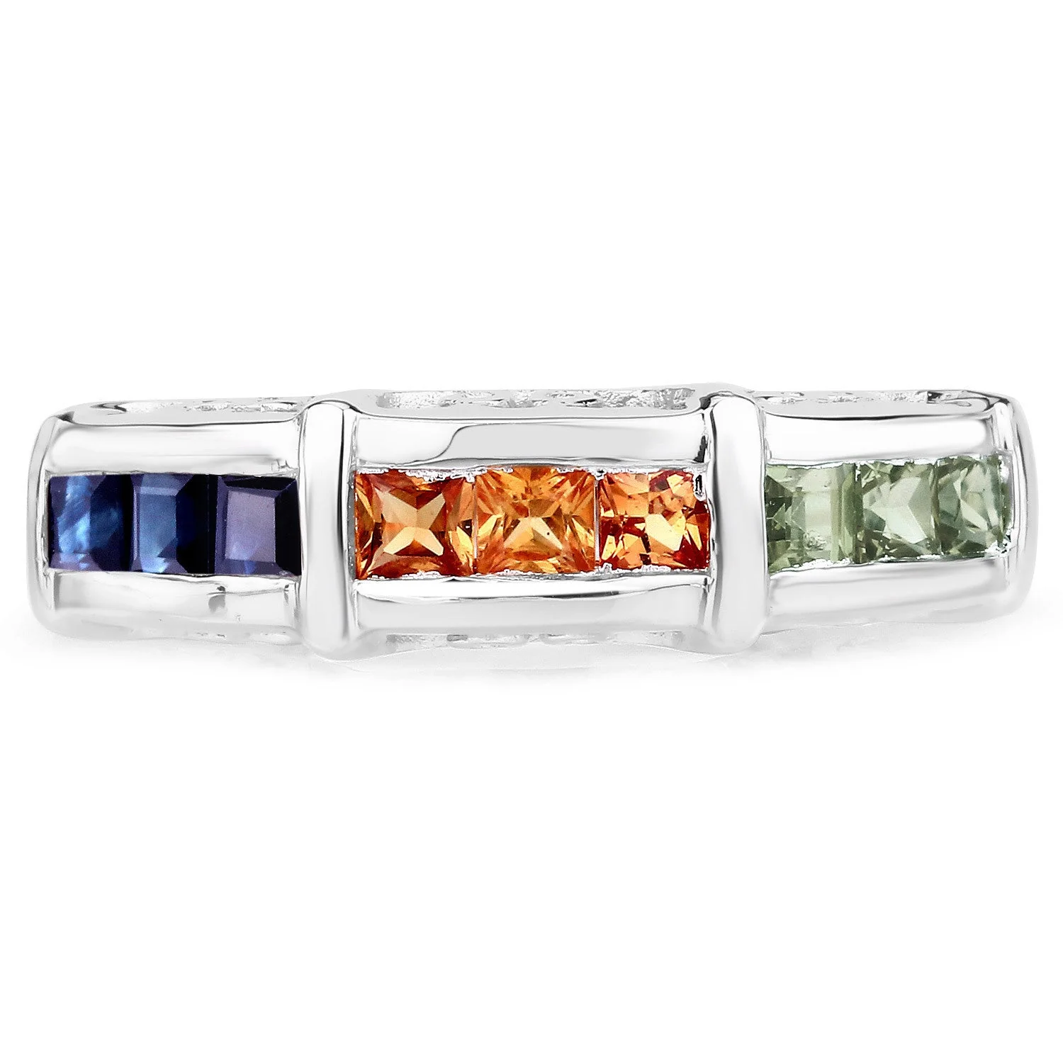 1.08 Carat Genuine Multi Sapphire .925 Sterling Silver Ring - Image 3