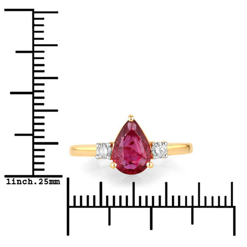 1.08 Carat Genuine Ruby and White Diamond 14K Yellow Gold Ring - Image 3