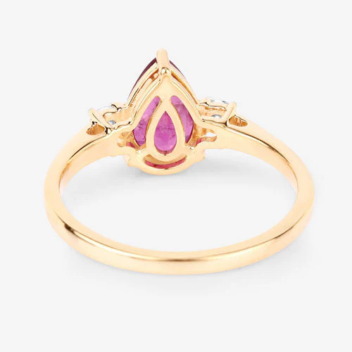 1.08 Carat Genuine Ruby and White Diamond 14K Yellow Gold Ring - Image 7