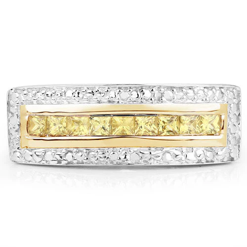 1.08 Carat Genuine Yellow Sapphire .925 Sterling Silver Ring - Image 3