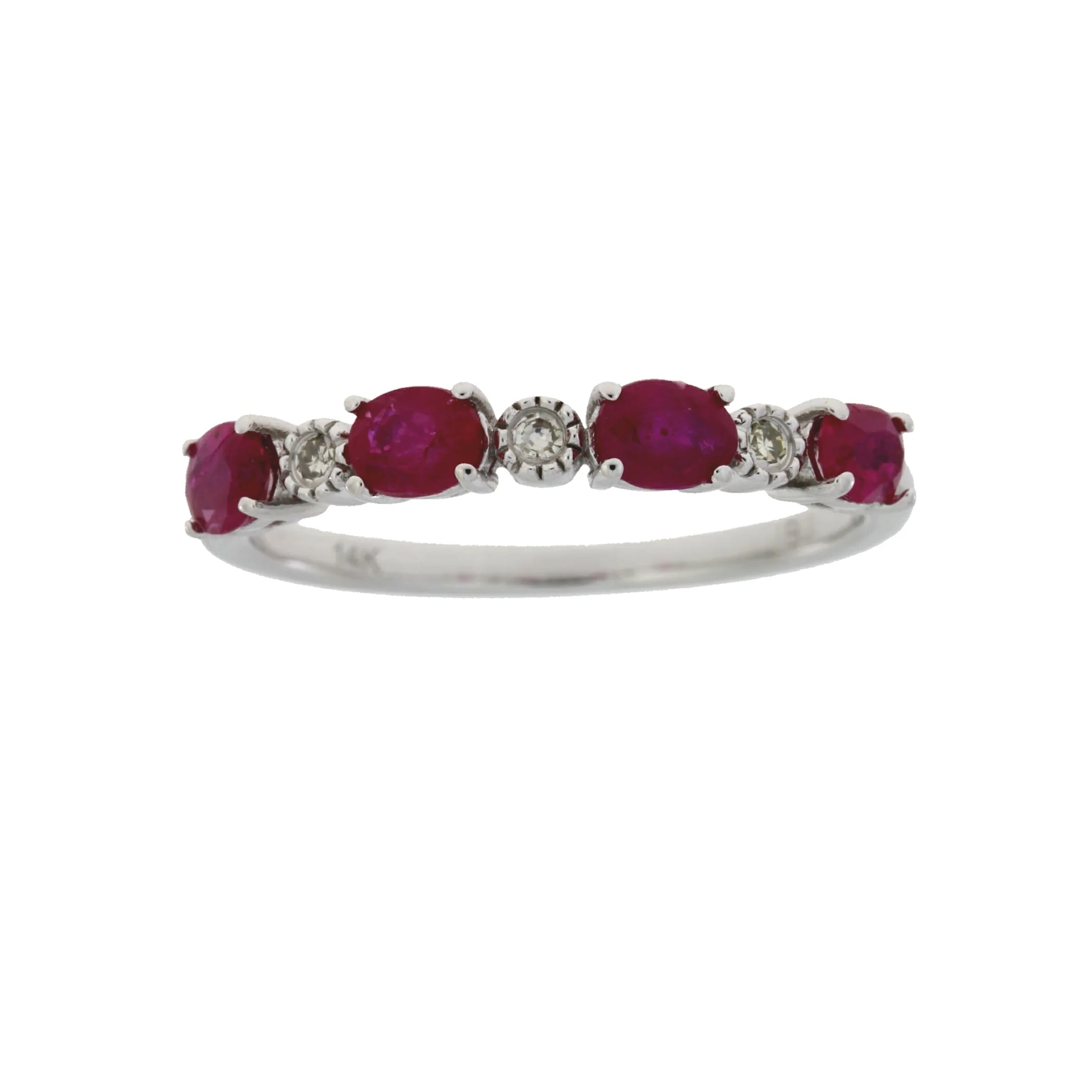 1.08ct Ruby Diamond Fashion band rings 14KT White Gold