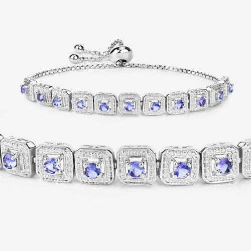 1.10 Carat Genuine Tanzanite .925 Sterling Silver Bracelet - Image 11