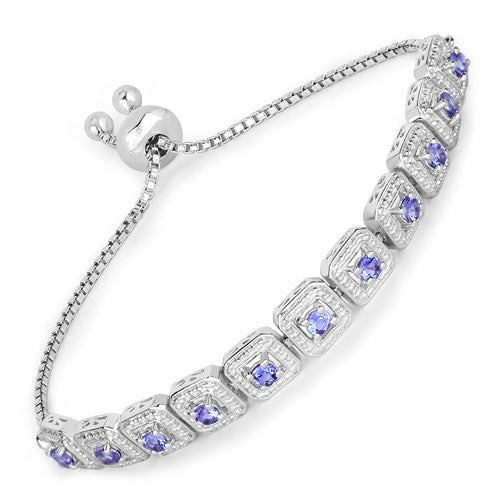 1.10 Carat Genuine Tanzanite .925 Sterling Silver Bracelet - Image 4