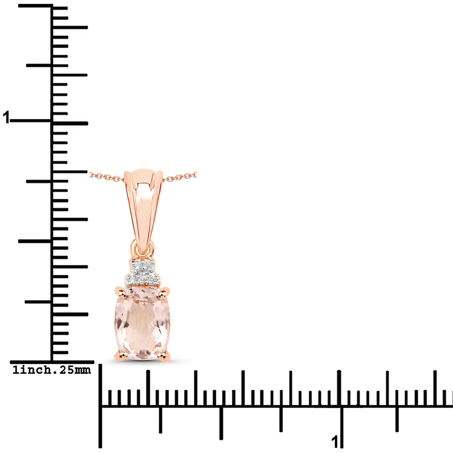 1.12 Carat Genuine Morganite and White Topaz .925 Sterling Silver Pendant - Image 3