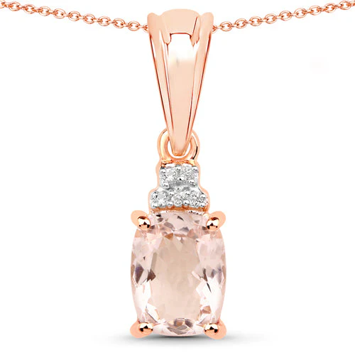 1.12 Carat Genuine Morganite and White Topaz .925 Sterling Silver Pendant - Image 4