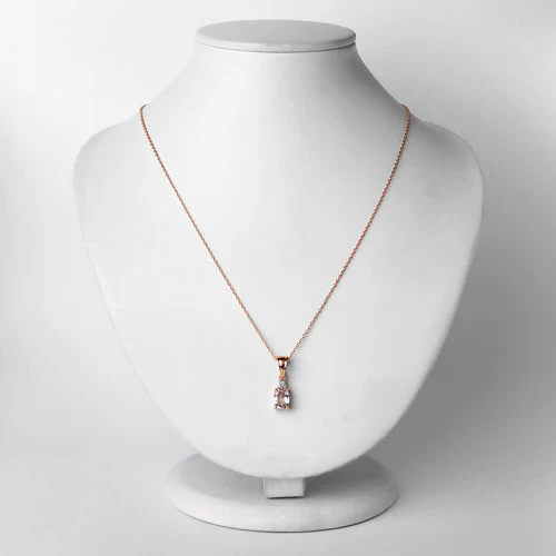 1.12 Carat Genuine Morganite and White Topaz .925 Sterling Silver Pendant - Image 5