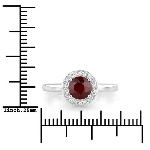 1.12 Carat Genuine Ruby and White Diamond 14K White Gold Ring - Image 3