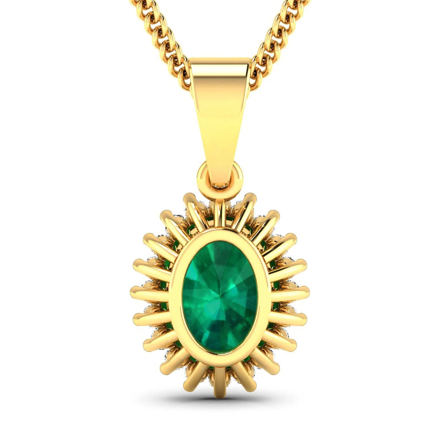 1.13 Carat Genuine Zambian Emerald and White Diamond 14K Yellow Gold Pendant - Image 3