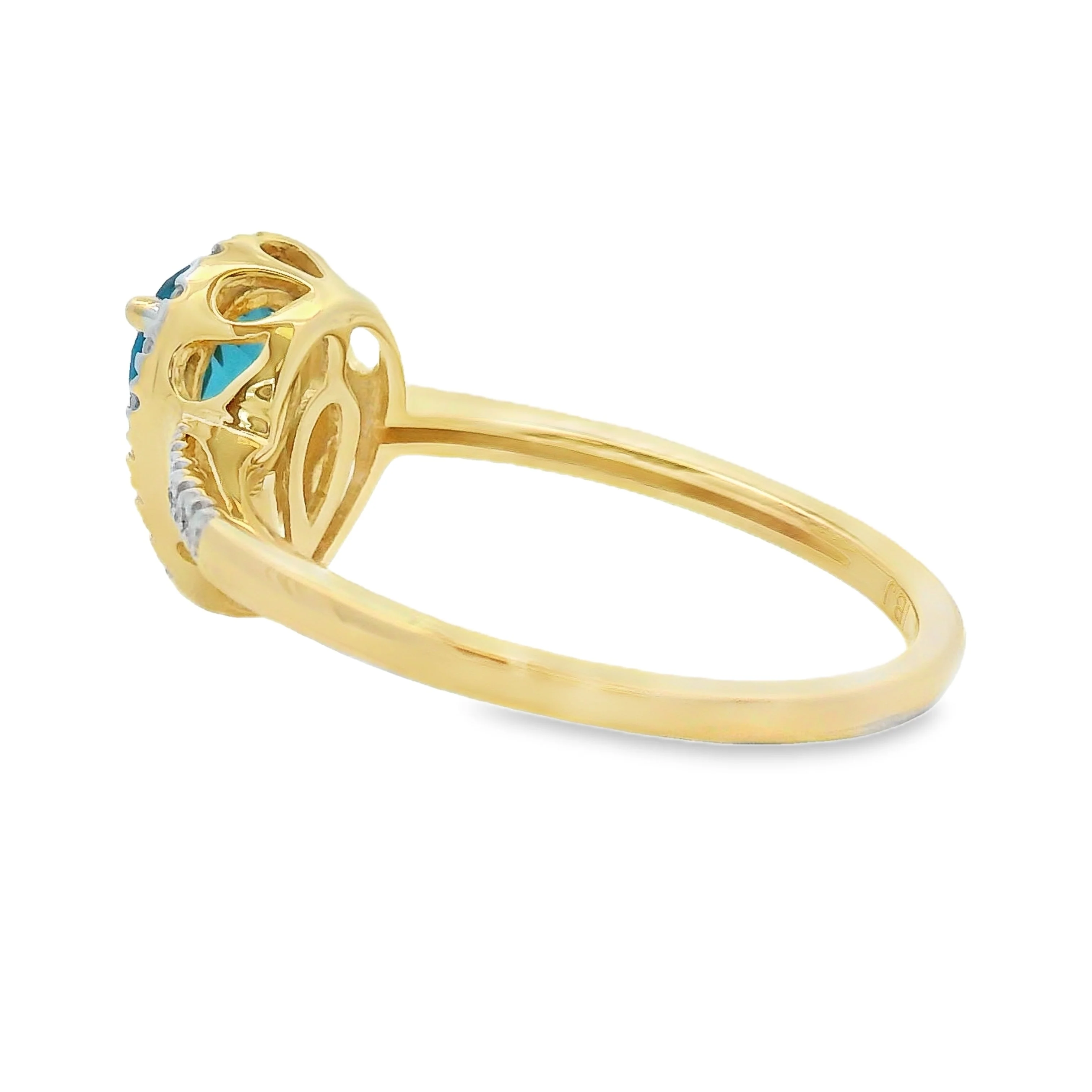 1.13ct London Blue Topaz Diamond Ring 14KT Yellow Gold - Image 2