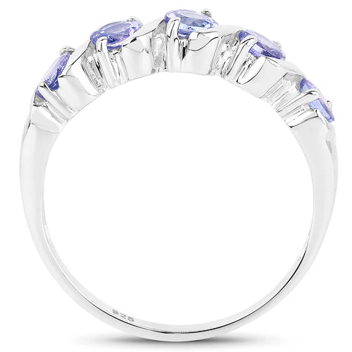1.15 Carat Genuine Tanzanite .925 Sterling Silver Ring - Image 2