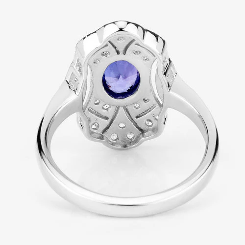 1.17 Carat Genuine Tanzanite and White Topaz .925 Sterling Silver Ring - Image 12