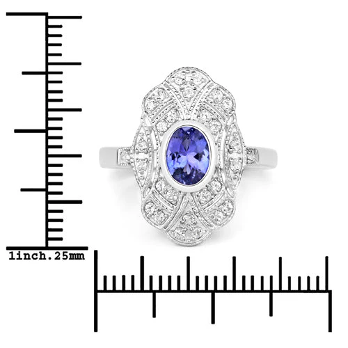 1.17 Carat Genuine Tanzanite and White Topaz .925 Sterling Silver Ring - Image 7