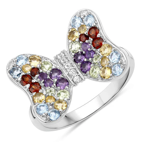 1.18 Carat Genuine Multi Stones .925 Sterling Silver Ring - Image 5