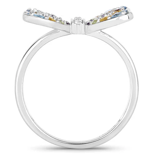1.18 Carat Genuine Multi Stones .925 Sterling Silver Ring - Image 6