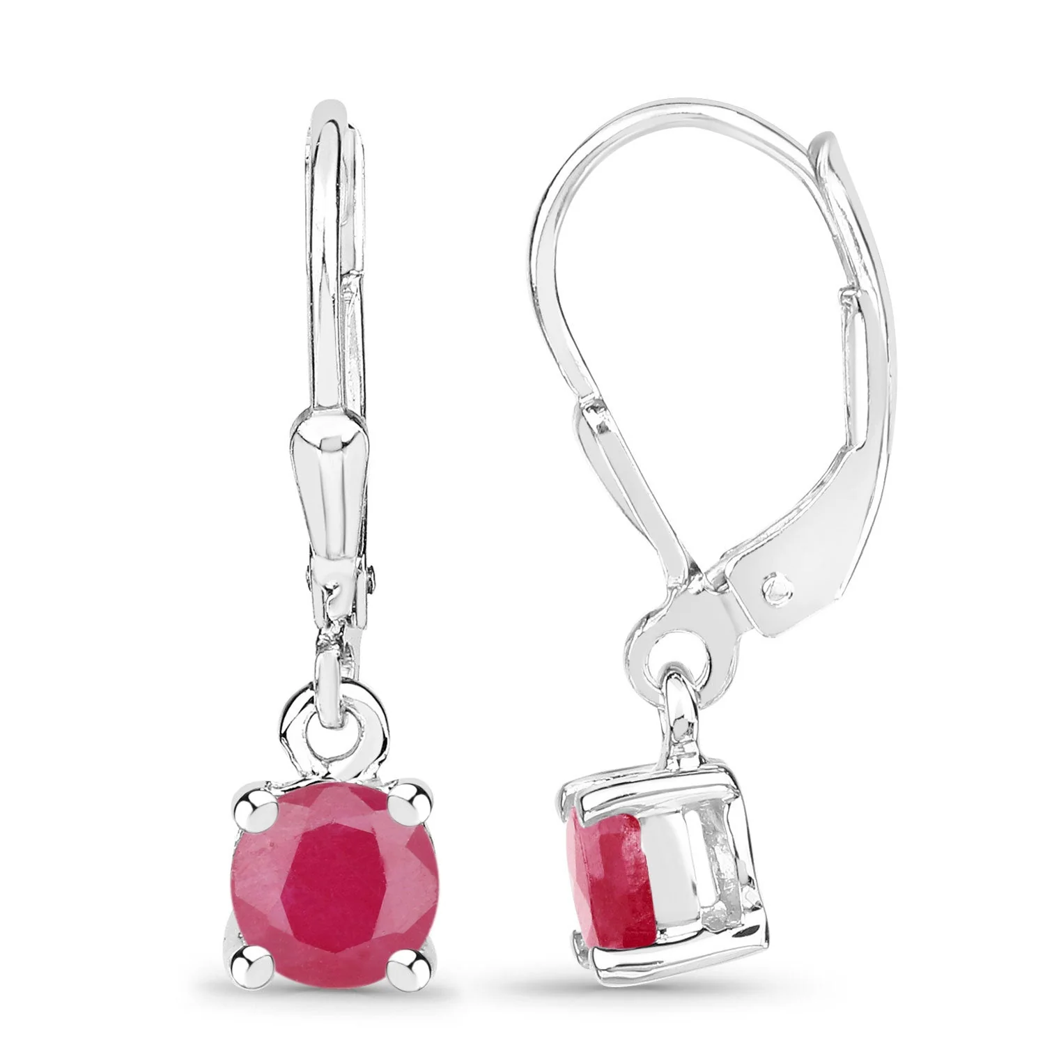 1.20 Carat Genuine Ruby .925 Sterling Silver Earrings - Image 2