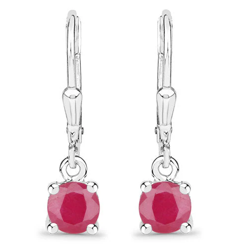 1.20 Carat Genuine Ruby .925 Sterling Silver Earrings - Image 4