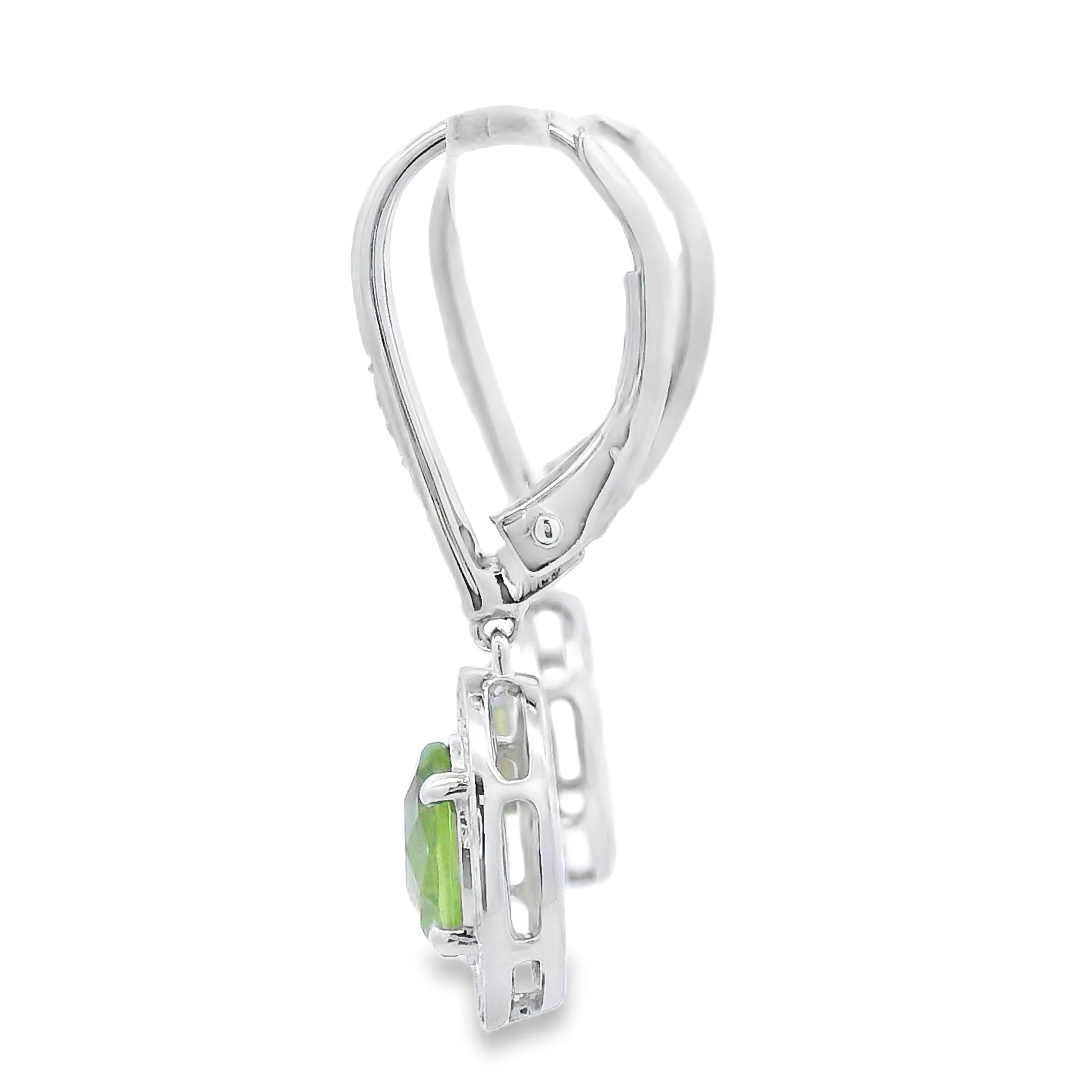 1.21ct Peridot Diamond Dangle Earrings 10KT White Gold - Image 2