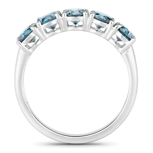 1.22 Carat Genuine Blue Diamond 14K White Gold Ring - Image 2