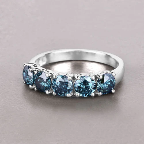 1.22 Carat Genuine Blue Diamond 14K White Gold Ring - Image 4