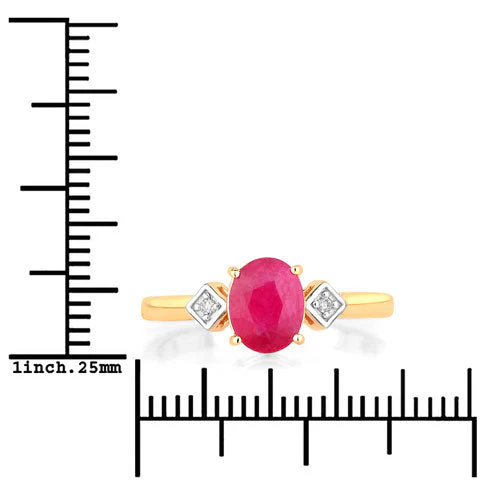 1.22 Carat Genuine Ruby and White Diamond 14K Yellow Gold Ring - Image 3