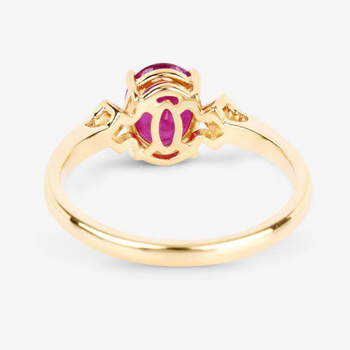 1.22 Carat Genuine Ruby and White Diamond 14K Yellow Gold Ring - Image 7