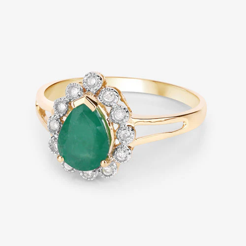 1.22 Carat Genuine Zambian Emerald and White Diamond 14K Yellow Gold Ring - Image 11