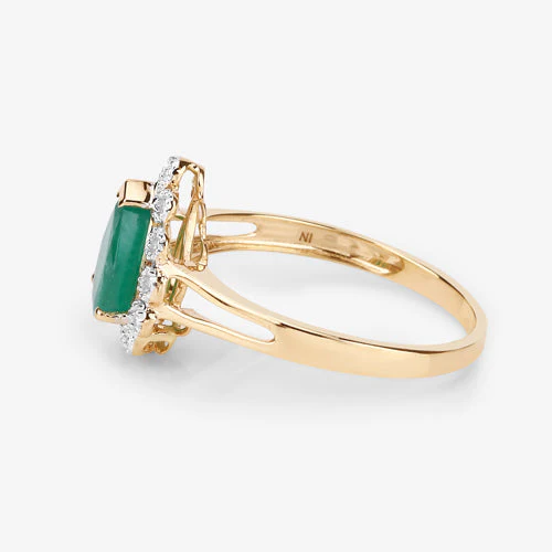 1.22 Carat Genuine Zambian Emerald and White Diamond 14K Yellow Gold Ring - Image 12