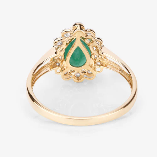 1.22 Carat Genuine Zambian Emerald and White Diamond 14K Yellow Gold Ring - Image 13