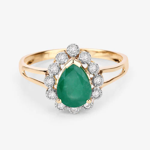 1.22 Carat Genuine Zambian Emerald and White Diamond 14K Yellow Gold Ring - Image 14
