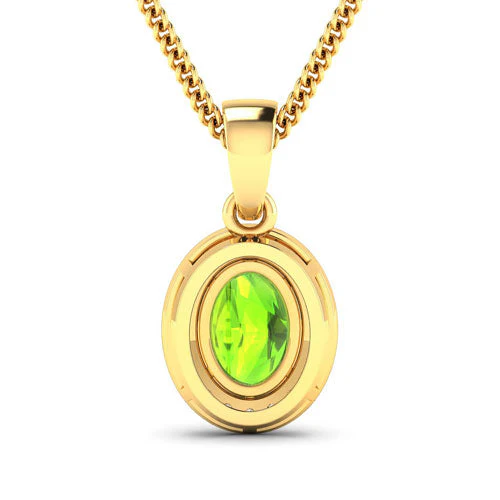 1.23 Carat Genuine Peridot and White Diamond 14K Yellow Gold Pendant - Image 3