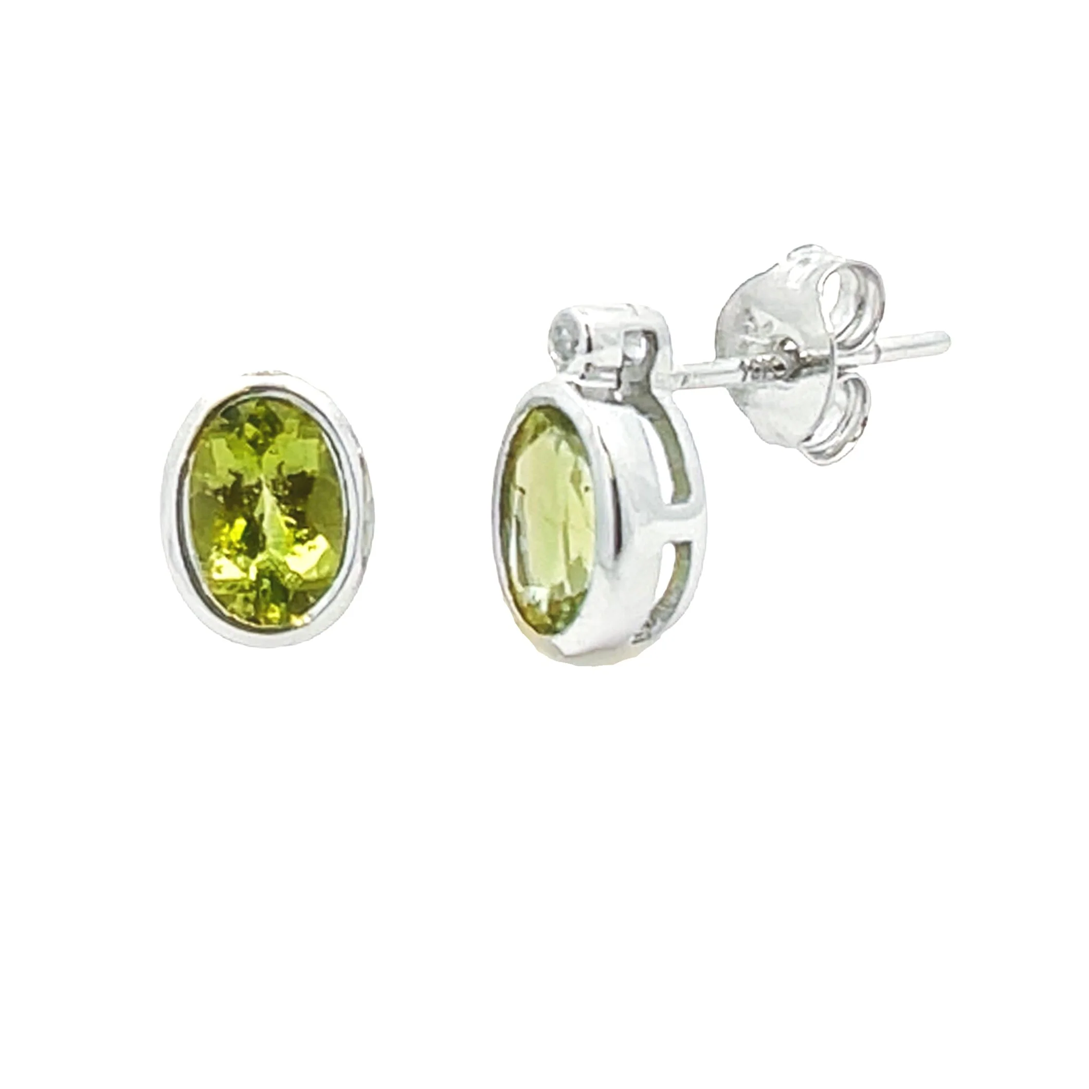 1.23ct Peridot Diamond Stud Earrings 10KT White Gold - Image 3