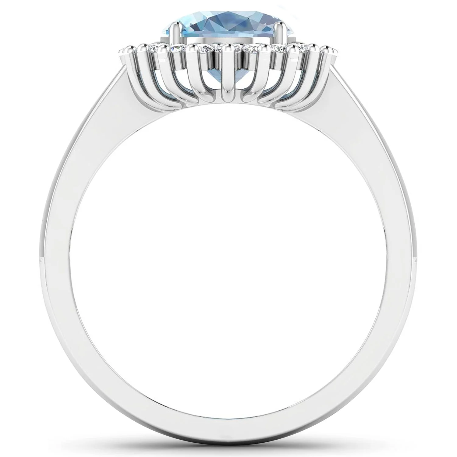 1.24 Carat Genuine Aquamarine and White Diamond 14K White Gold Ring - Image 2