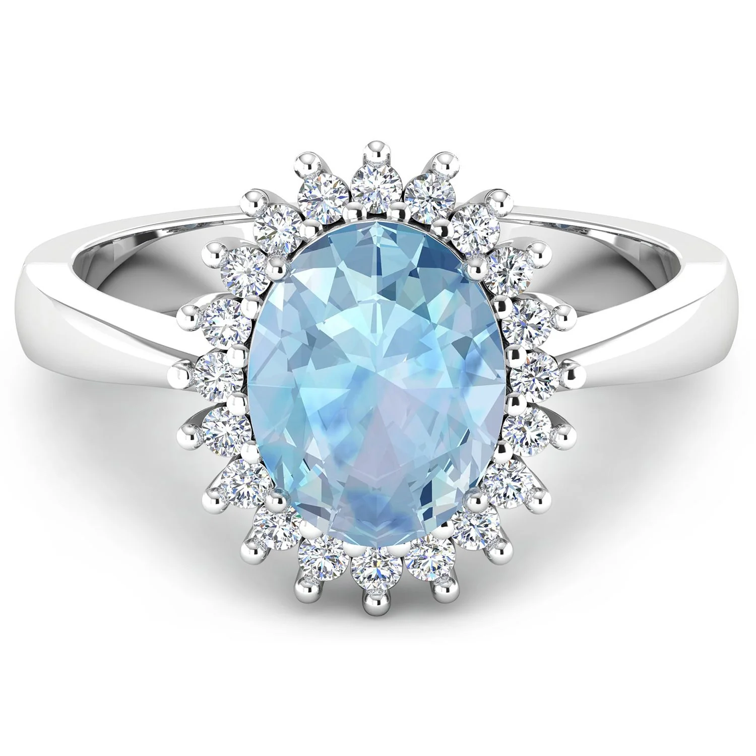 1.24 Carat Genuine Aquamarine and White Diamond 14K White Gold Ring - Image 3