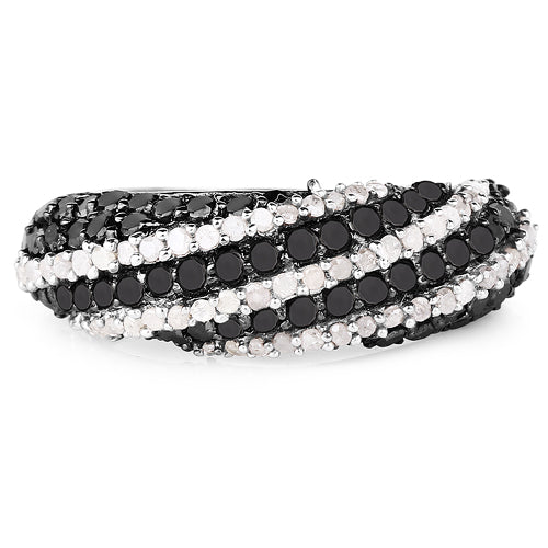 1.25 Carat Genuine Black Diamond & White Diamond .925 Sterling Silver Ring - Image 3