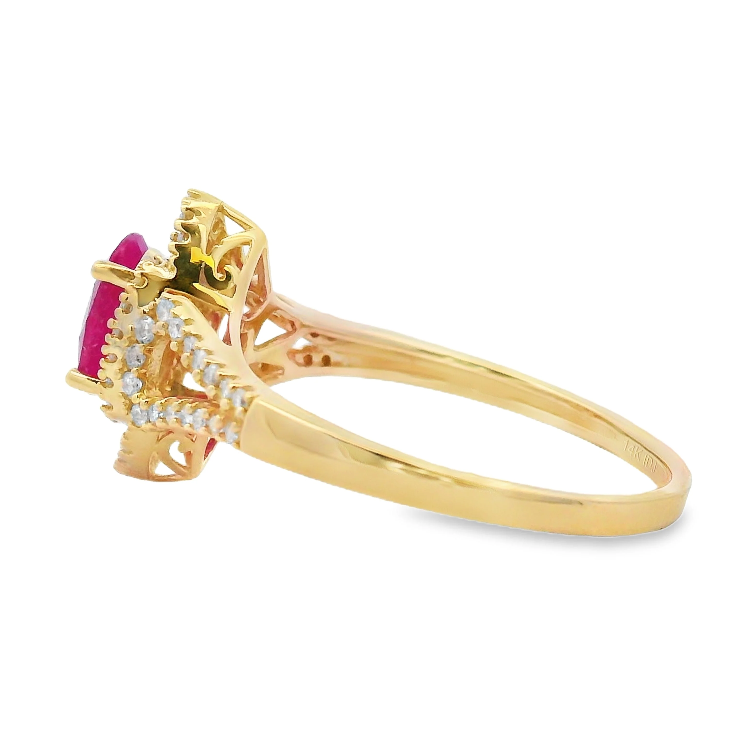 1.26ct Ruby Diamond Ring 14KT Yellow Gold - Image 2