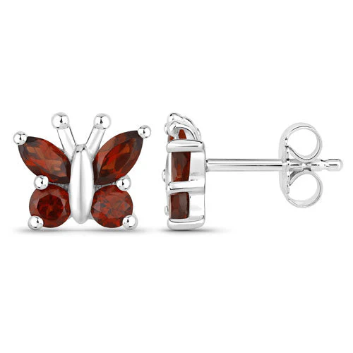 1.28 Carat Genuine Garnet .925 Sterling Silver Earrings - Image 2