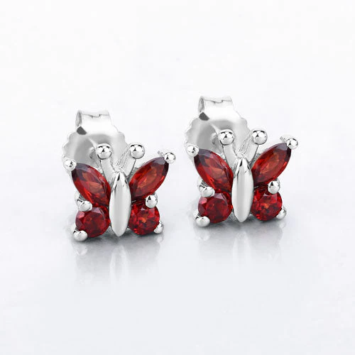 1.28 Carat Genuine Garnet .925 Sterling Silver Earrings - Image 4