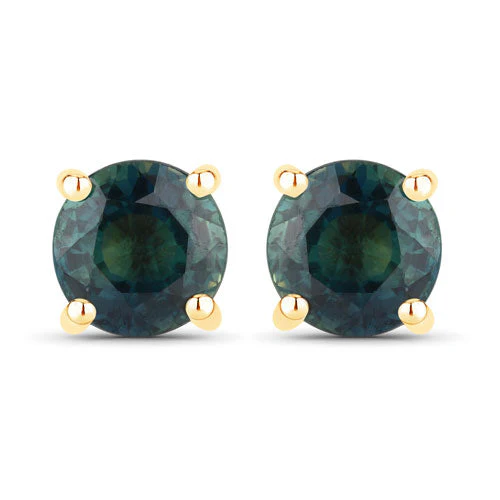 1.30 Carat Genuine Blue Sapphire 14K Yellow Gold Earrings