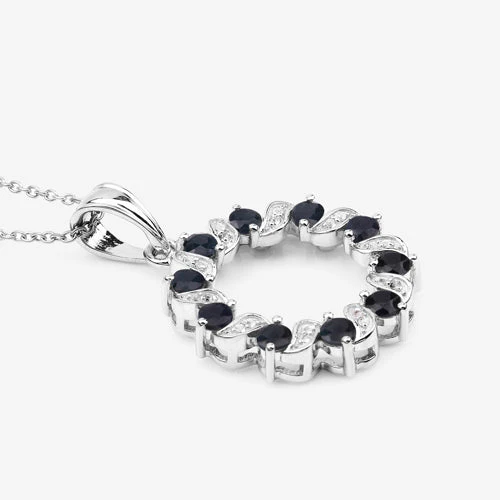 1.30 Carat Genuine Blue Sapphire and White Topaz .925 Sterling Silver Pendant - Image 13
