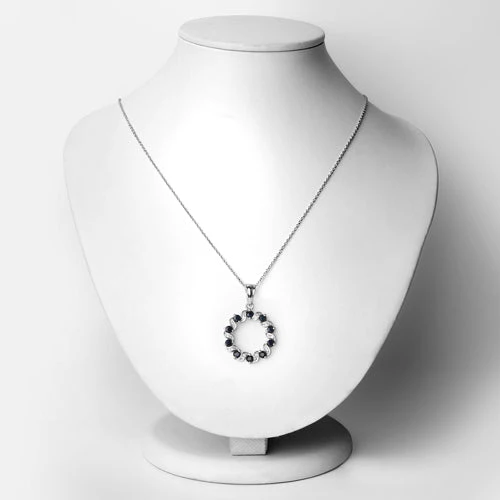 1.30 Carat Genuine Blue Sapphire and White Topaz .925 Sterling Silver Pendant - Image 7