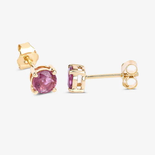 1.30 Carat Genuine Pink Sapphire 10K Yellow Gold Earrings - Image 8