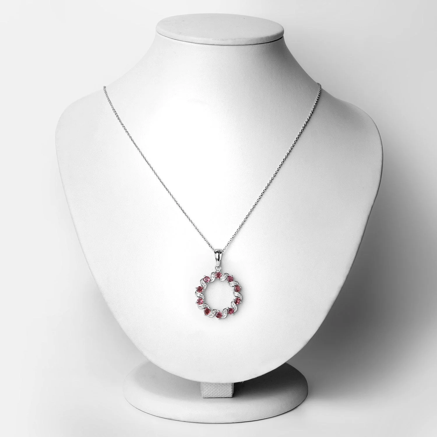 1.30 Carat Genuine Pink Tourmaline and White Topaz .925 Sterling Silver Pendant - Image 3