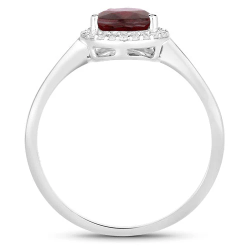 1.30 Carat Genuine Ruby and White Diamond 14K White Gold Ring - Image 2