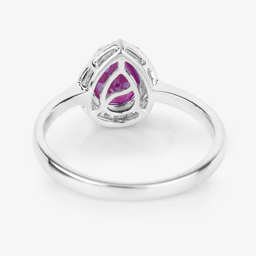 1.30 Carat Genuine Ruby and White Diamond 14K White Gold Ring - Image 7