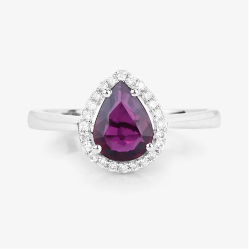 1.30 Carat Genuine Ruby and White Diamond 14K White Gold Ring - Image 8
