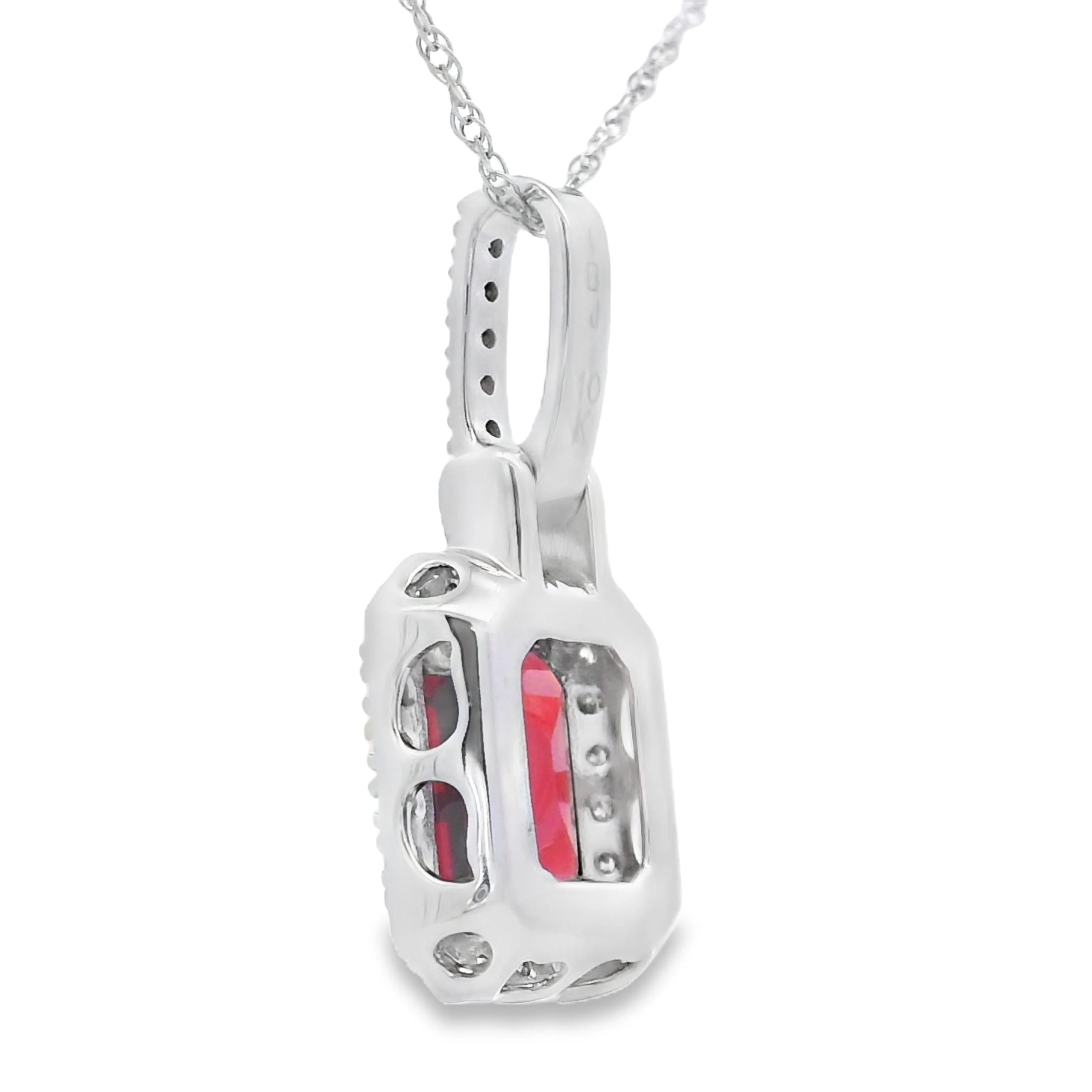 1.31ct Garnet Diamond Fashion Pendants 10KT White Gold - Image 2